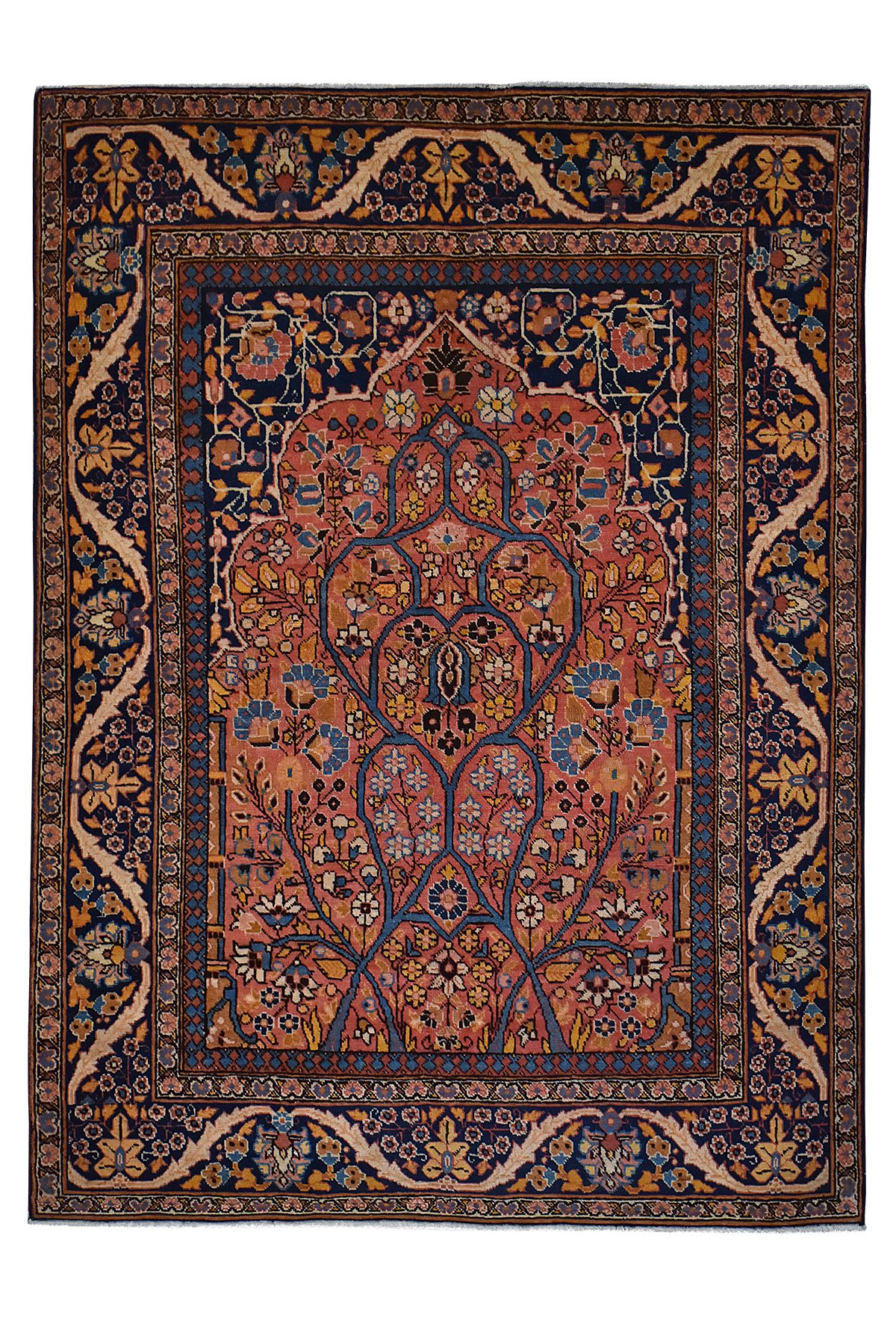 فرش تبریز طرح محرابی تمام پشم (آنتیک بیش از صد سال قدمت)